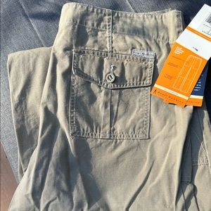 Royal Robbins NWT outdoor travel 14 Slub Canvas Cargo pants.  Hiking. Dark khaki